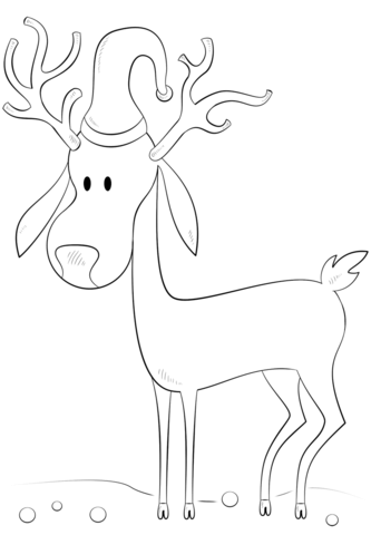 Cartoon Reindeer Coloring Page